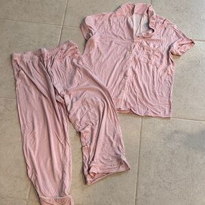 Aiden Pink Striped Button-Up pajama set